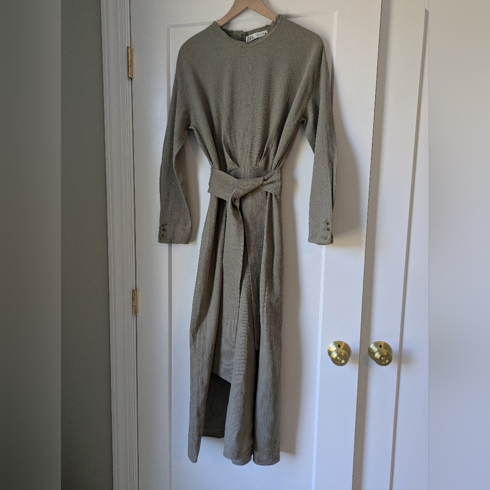 Zara Long Sleeve Belted Maxi Dress
